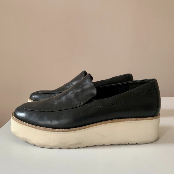 Vince Shoes - Vince Leather Slip-On Wedge Loafers Size 7 (Fits like a 7.5)